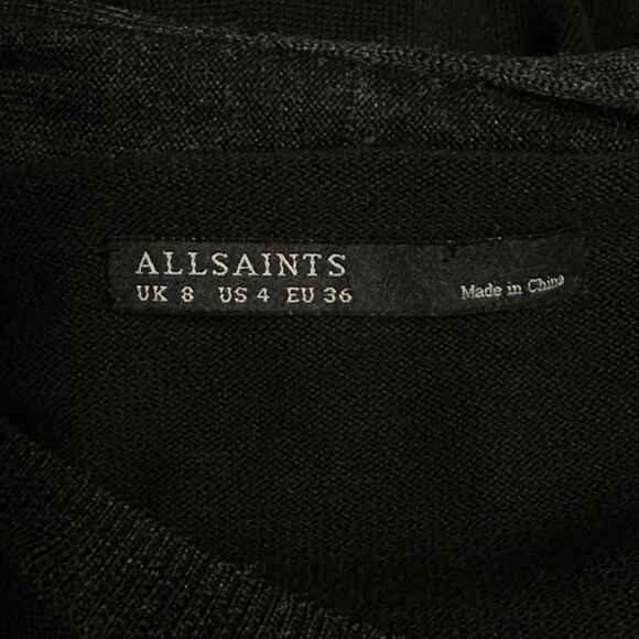 ALL SAINTS Drina Merino Wool Draped Convertible Sweater Knit Dress BlackGray 4 S - Picture 14 of 14